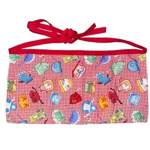 Server Apron with Fun Pattern and Red/White Checkered Background
